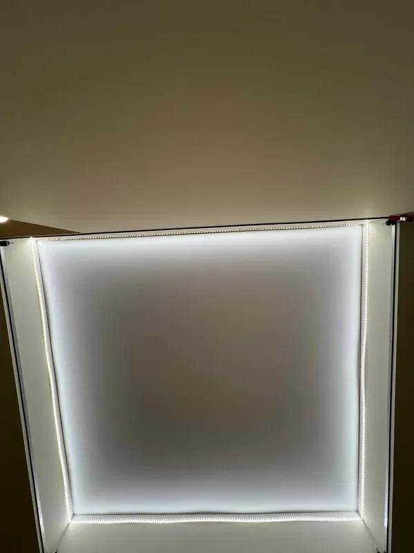 Stretch ceiling with LED frame — final result
